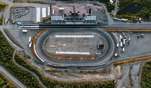 Aerial view of an empty motor racing circuit